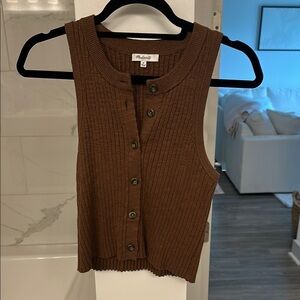Madewell Brown Ribbed Button-Up Tank Top